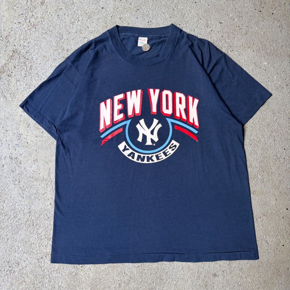 Vintage Champion New York Yankees T-Shirt XL Navy Blue Made in USA 90s MLB